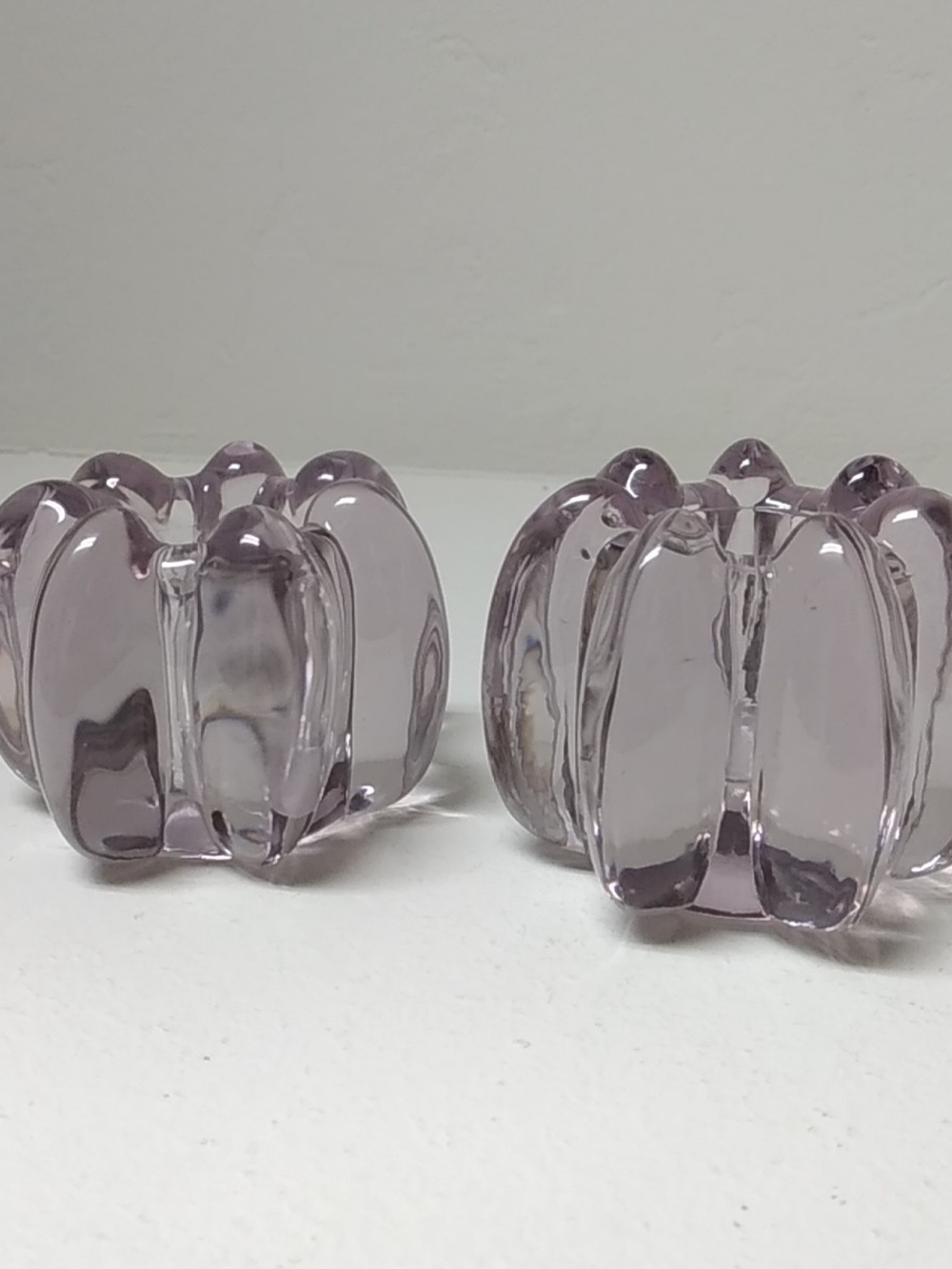 Murano Style Hand Blown Glass Decorative Candle Holders, Light Lavender Purple-2